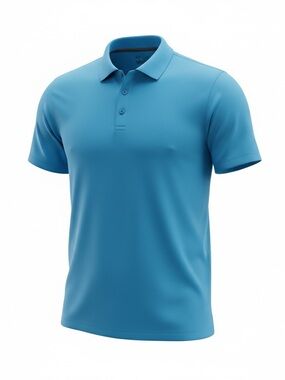 Tek Gear Dry Tech Polyester Light Blue Large Mens Short Sleeve Polo Shirt